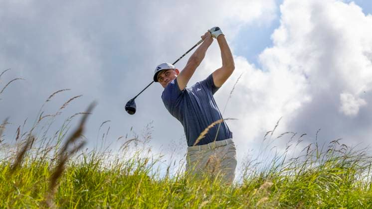 PORTRUSH, NORDIRLAND 20250719 Ludvig Aberg, Sverige, pa 14:e halet under tredje tävlingsdagen i The Open Golf pa Royal Portrush Golf Club under lördagen. PORTRUSH STORBRITANNIEN x40750x