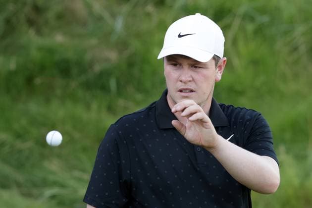 19th July 2025; Royal Portrush Golf Club, Portrush, County Antrim, Northern Ireland; The Open Golf Championship Round 3; Robert Macintyre (SCO) at the 18th green  ActionPlus12815295 DavidxBlunsden