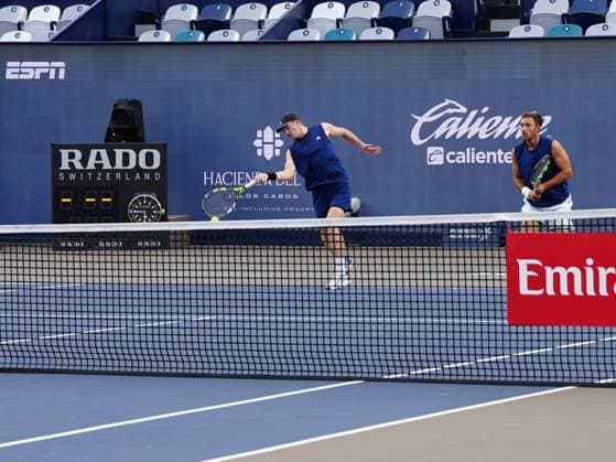 LOS CABOS TENNIS OPEN 2025 LOS CABOS TENNIS OPEN 2025 BAYLDON SCHOOLKATE VS TRACY CASH 19072025 LOS CABOS, BAJA CALIFORNIA, MEXICO. Action photo of James Tracy and Robert Cash of the USA, during tue final of the doubles tournament of Los Cabos Tennis Open 2025 held at the Mextenis Stadium of the Cabo Sports Complex of Los Cabos, Baja California, Mexico. Foto de accion de James Tracy y Robert Cash, durante la final del torneo de dobles en Los Cabos Tennis Open 2025 celebrado en el Estadio Mextenis del Cabo Sports Complex de Los Cabos, Baja California, Mexico. PHOTO BY IMAGENSHOP AGENCIA FOTOGRAFICA LOS CABOS BAJA CALIFORNIA MEXICO Copyright: xIMAGENSHOPxAGENCIAxFOTOGRAFICAx
