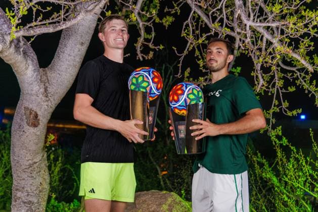 LOS CABOS TENNIS OPEN 2025 LOS CABOS TENNIS OPEN 2025 BAYLDON SCHOOLKATE VS TRACY CASH 19072025 LOS CABOS, BAJA CALIFORNIA, MEXICO. Action photo of James Tracy and Robert Cash of the USA, champions of the doubles tournament of Los Cabos Tennis Open 2025 held at the Mextenis Stadium of the Cabo Sports Complex of Los Cabos, Baja California, Mexico. Foto de accion de James Tracy y Robert Cash de Estados Unidos, campeones del torneo de dobles en Los Cabos Tennis Open 2025 celebrado en el Estadio Mextenis del Cabo Sports Complex de Los Cabos, Baja California, Mexico. PHOTO BY IMAGENSHOP AGENCIA FOTOGRAFICA LOS CABOS BAJA CALIFORNIA MEXICO Copyright: xIMAGENSHOPxAGENCIAxFOTOGRAFICAx