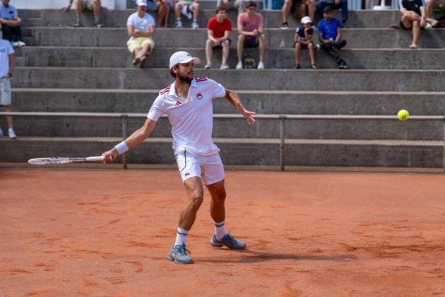 20.07.2025, xhfmx, Tennis 1.Bundesliga, FTC Palmengarten - KTHC RW Koeln Gregoire Barrere (Kölner THC) im Spiel gegen Calvin Hemery (FTC Palmengarten) (DFL DFB REGULATIONS PROHIBIT ANY USE OF PHOTOGRAPHS as IMAGE SEQUENCES and or QUASI-VIDEO) Frankfurt am Main