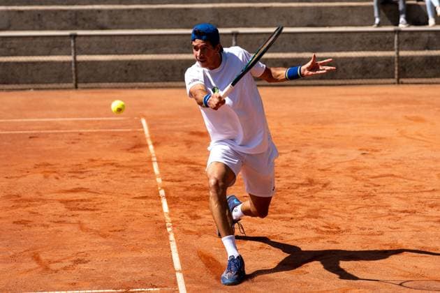 20.07.2025, xhfmx, Tennis 1.Bundesliga, FTC Palmengarten - KTHC RW Koeln Calvin Hemery (FTC Palmengarten) im Spiel gegen Gregoire Barrere (Kölner THC) (DFL DFB REGULATIONS PROHIBIT ANY USE OF PHOTOGRAPHS as IMAGE SEQUENCES and or QUASI-VIDEO) Frankfurt am Main