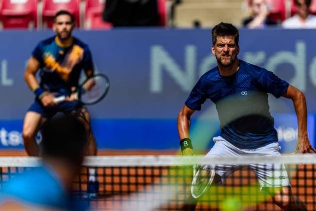250720 Guido Andreozzi of Argentina and Sander Arends of Netherlands competes in the doubles final tennis match during day 8 on July 20, 2025 in Bastad. Photo: Mathilda Schuler BILDBYRAN kod MA MA0849 tennis ATP, Tennis Herren 250 nordea open bbeng Copyright: MATHILDAxSCHULER BB250720MA022