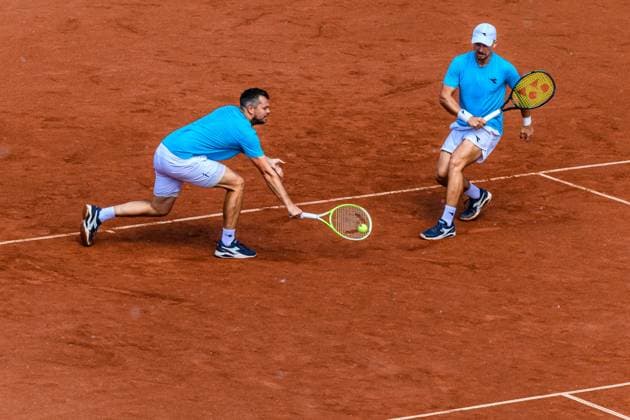 250720 Adam Pavlasek of Czech Republic and Jan Zielinski of Poland and competes in the doubles final tennis match during day 8 on July 20, 2025 in Bastad. Photo: Mathilda Schuler BILDBYRAN kod MA MA0849 tennis ATP, Tennis Herren 250 nordea open bbeng Copyright: MATHILDAxSCHULER BB250720MA027
