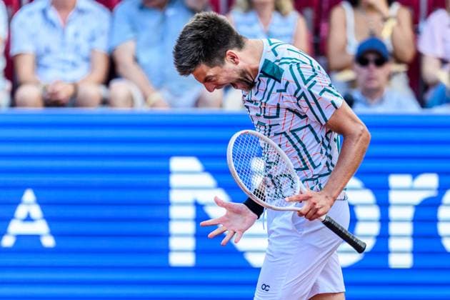 250720 Sander Arends of Netherlands competes in the doubles final tennis match during day 8 on July 20, 2025 in Bastad. Photo: Mathilda Schuler BILDBYRAN kod MA MA0849 tennis ATP, Tennis Herren 250 nordea open bbeng Copyright: MATHILDAxSCHULER BB250720MA032