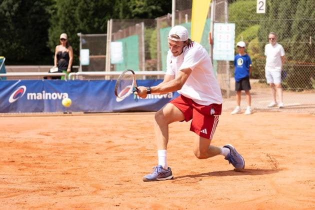 20.07.2025, xhfmx, Tennis 1.Bundesliga, FTC Palmengarten - KTHC RW Koeln Jacopo Berettini (Kölner THC) im Spiel gegen Pedro Cachin (FTC Palmengarten) (DFL DFB REGULATIONS PROHIBIT ANY USE OF PHOTOGRAPHS as IMAGE SEQUENCES and or QUASI-VIDEO) Frankfurt am Main