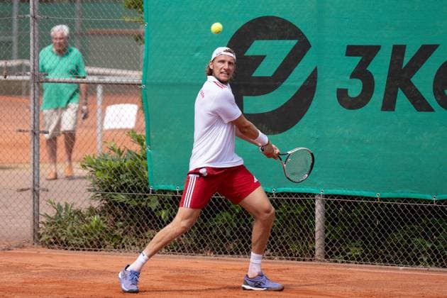 20.07.2025, xhfmx, Tennis 1.Bundesliga, FTC Palmengarten - KTHC RW Koeln Jacopo Berettini (Kölner THC) im Spiel gegen Pedro Cachin (FTC Palmengarten) (DFL DFB REGULATIONS PROHIBIT ANY USE OF PHOTOGRAPHS as IMAGE SEQUENCES and or QUASI-VIDEO) Frankfurt am Main