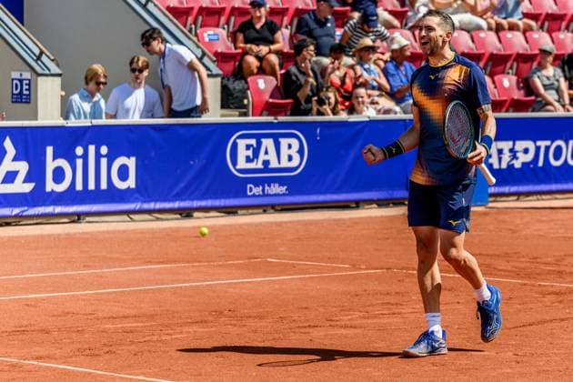 250720 Guido Andreozzi of Argentina celebrates winning in the doubles final tennis match during day 8 on July 20, 2025 in Bastad. Photo: Mathilda Schuler BILDBYRAN kod MA MA0849 tennis ATP, Tennis Herren 250 nordea open bbeng jubel Copyright: MATHILDAxSCHULER BB250720MA039