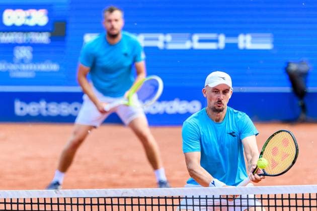250720 Adam Pavlasek of Czech Republic and Jan Zielinski of Poland competes in the doubles final tennis match during day 8 on July 20, 2025 in Bastad. Photo: Mathilda Schuler BILDBYRAN kod MA MA0849 tennis ATP, Tennis Herren 250 nordea open bbeng Copyright: MATHILDAxSCHULER BB250720MA049