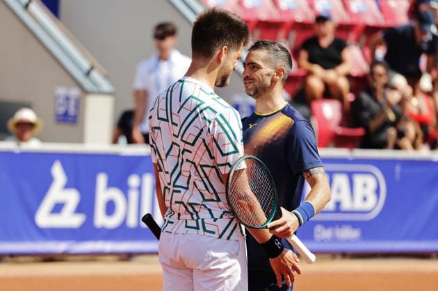 Sander Arends, Netherlands, (left) and Guido Andreozzi, Argentina, (right) celebrate the win of the men s doubles final on Sunday where they faced Adam Pavlasek, Czech Republic, and Jan Zielinski, Poland, during the Nordea Open tennis tournament in Bastad, Sweden on the 20th of July 2025. BASTAD SWEDEN x9200x