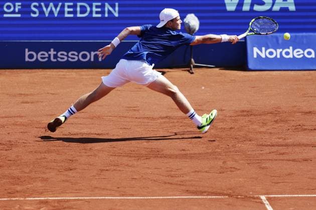 BASTAD, SWEDEN 20250720 Jesper de Jong, Netherlands, during Sunday s men s singles final at the Nordea Open tennis tournament in Bastad. BASTAD SWEDEN x9200x