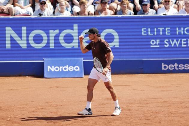 Luciano Darderi, Italy, during sunday s men s singles final at the Nordea Open tennis tournament in Bastad, Sweden on july 20, 2025. BASTAD SWEDEN x9200x