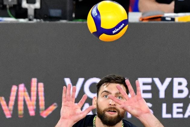 Ljubljana, Slovenia, 20th July 2024: Dmytro Yanchuk of Ukraine in action during the IVNL Volleyball Nations League, Week 3 match, between Ukraine and Canada at Arena Stozice, Ljubljana, Slovenia. (Natasa Kupljenik SPP) Copyright: xNatasaxKupljenikx xSPPx SPP_1024450