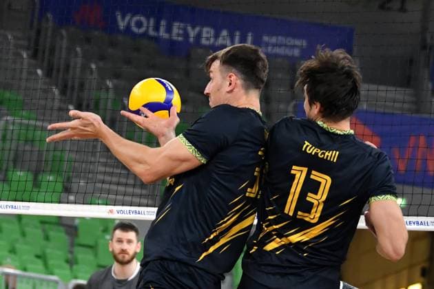 Ljubljana, Slovenia, 20th July 2024: Valerii Todua of Ukraine in action during the IVNL Volleyball Nations League, Week 3 match, between Ukraine and Canada at Arena Stozice, Ljubljana, Slovenia. (Natasa Kupljenik SPP) Copyright: xNatasaxKupljenikx xSPPx SPP_1024482