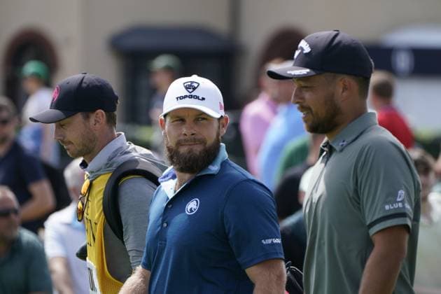 The 153rd Open Championship 2025 Tyrrell Hatton and Xander Schauffele In action on the 1st hole the final 4th day TheÊ153rd Open Championship, Royal Portrush Golf Club (Dunluce Links) in Portrush, County Antrim, Northern Ireland, from Thursday, 17 July to Sunday, 20 July 2025. Copyright: xMarkxNewcombex