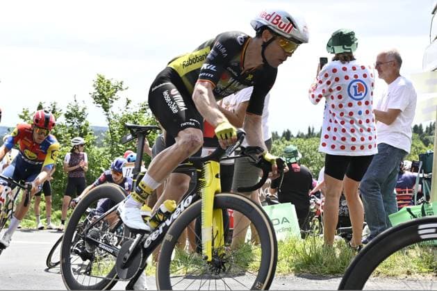 Belgian Wout van Aert of Team Visma-Lease a Bike pictured in action during stage 15 of the 2025 Tour de France cycling race, from Muret to Carcasonne (169 km), on Sunday 20 July 2025 in France. The 112th edition of the Tour de France starts on Saturday 5 July in Lille, France, and will finish in Paris, France on the 27th of July. POOLxJANxDExMEULENEIR  x129656455x