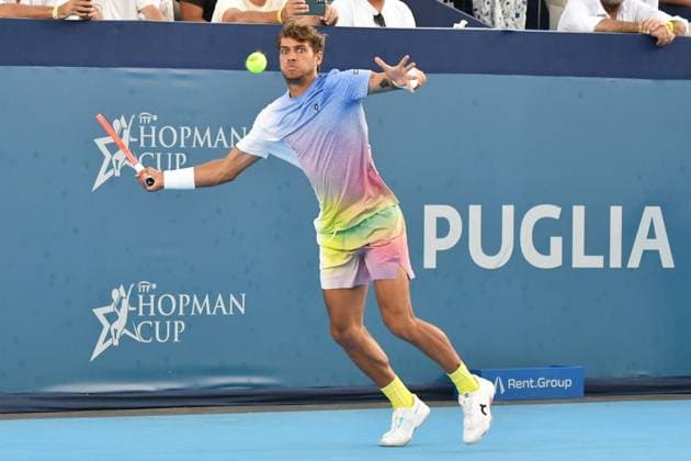 RECORD DATE NOT STATED Flavio Cobolli durante la Hopman Cup 2025 Domenica 20 Luglio 2025 Bari - Fiera del Levante Copyright: xAndreaxRositox DSC_2616