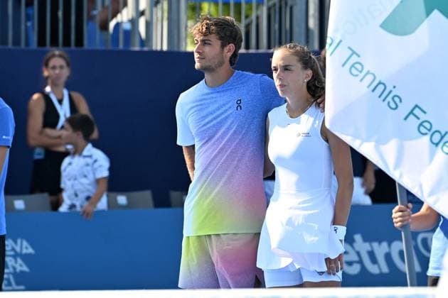 RECORD DATE NOT STATED Flavio Cobolli e Lucia Bronzetti durante la Hopman Cup 2025 Domenica 20 Luglio 2025 Bari - Fiera del Levante Copyright: xAndreaxRositox DSC_6003