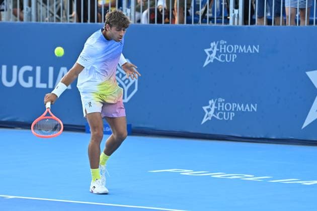 RECORD DATE NOT STATED Flavio Cobolli durante la Hopman Cup 2025 Domenica 20 Luglio 2025 Bari - Fiera del Levante Copyright: xAndreaxRositox DSC_7145