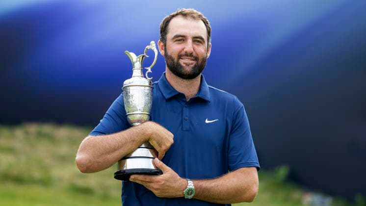 PORTRUSH, NORDIRLAND 20250720 Scottie Scheffler, USA, vann The Open pa Royal Portrush Golf Club pa söndagen. PORTRUSH STORBRITANNIEN x40750x