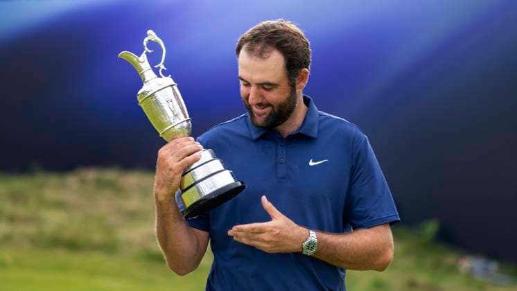 PORTRUSH, NORDIRLAND 20250720 Scottie Scheffler, USA, vann The Open pa Royal Portrush Golf Club pa söndagen. PORTRUSH STORBRITANNIEN x40750x