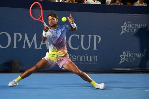 RECORD DATE NOT STATED Flavio Cobolli durante la Hopman Cup 2025 Domenica 20 Luglio 2025 Bari - Fiera del Levante Copyright: xAndreaxRositox DSC_2697