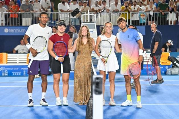 Bianca Andreescu and Felix Auger-Aliassime of Canada and Lucia Bronzetti and Flavio Cobolli of Italy during the Finals of Hopman Cup at Bari Fiera del Levante on July 20, 2025 in Bari, Italy  Copyright: xAndreaxRosito IPAxSportx xipa-agency.netx xx IPA_60656188 IPA_Agency_IPA60656188