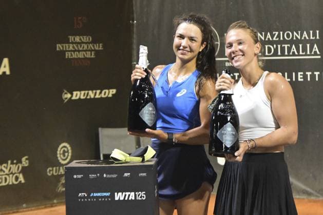 Petra Marcinko (CRO) on left and Oksana Selekhmeteva on right during the award ceremony of final match of tournament - Women s singles tournament of WTA, Tennis Damen 125 ATV Bancomat Tennis Open at Circolo Antico Tiro a Volo on July 20, 2025 in Rome, Italy  Copyright: xRobertoxBettacchi IPAxSportx xipa-agency.netx xx IPA_60656850 IPA_Agency_IPA60656850
