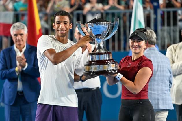 Bianca Andreescu and Felix Auger-Aliassime of Canada during the Finals of Hopman Cup at Bari Fiera del Levante on July 20, 2025 in Bari, Italy  Copyright: xAndreaxRosito IPAxSportx xipa-agency.netx xx IPA_60658381 IPA_Agency_IPA60658381
