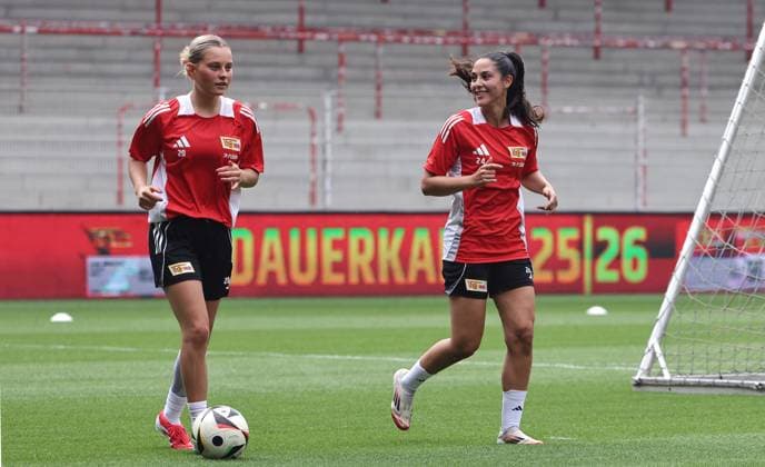 Nele Bauereisen, Fatma Sakar Fußball Fussball Frauen Damen Bundesliga Saison 2025 2026 21.07.2025 Trainingsauftakt 1.FC Union Berlin DFL regulations prohibit any use of photographs as image sequences and or quasi-video
