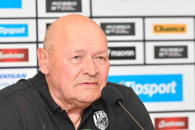 Coach of Plzen Miroslav Koubek attends a news conference before tomorrow s opening match of the second round of the Champions League Viktoria Plzen vs Servette Geneva, Plzen, July 21, 2025. (CTKxPhoto MiroslavxChaloupka) CTKPhotoP2025072104128  CTKPhotoP2025072104128
