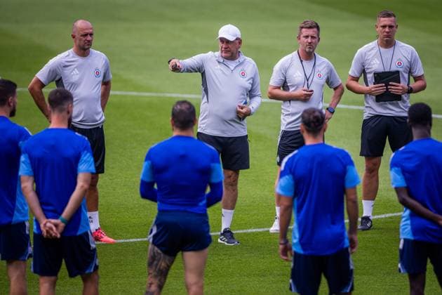 SLOVAN BRATISLAVA - ZRINJSKI MOSTAR Head coach of Slovan Vladimir Weiss sr during team training ahead of second qualifying round of UEFA Champions League football match between SK Slovan Bratislava and HSK Zrinjski Mostar. Bratislava, Slovakia, July 21, 2025. Copyright: xx 080A4441