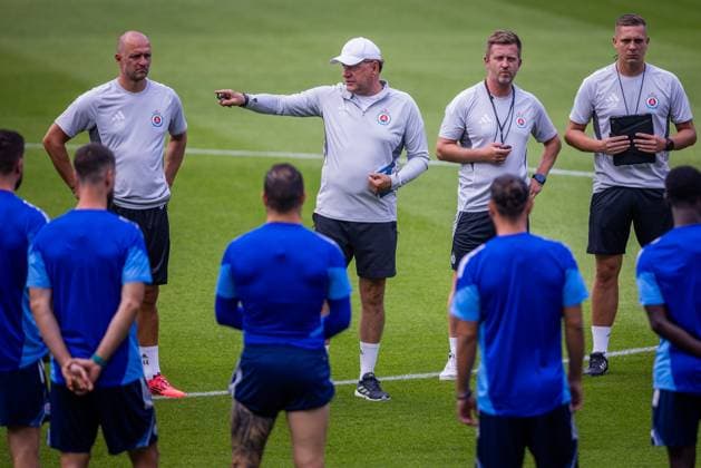 SLOVAN BRATISLAVA - ZRINJSKI MOSTAR Head coach of Slovan Vladimir Weiss sr during team training ahead of second qualifying round of UEFA Champions League football match between SK Slovan Bratislava and HSK Zrinjski Mostar. Bratislava, Slovakia, July 21, 2025. Copyright: xx 080A4446