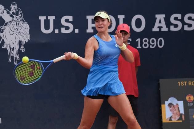 Lola Radivojevic in action against Kaitlin Quevedo during the 36th Palermo Ladies Open at Country Time Club during 36Â° Palermo Ladies Open, International Tennis match in Palermo, Italy, July 21 2025  Copyright: xFedericoxSerra IPAxSportx xipa-agency.netx xx IPA_60700082 IPA_Agency_IPA60700082