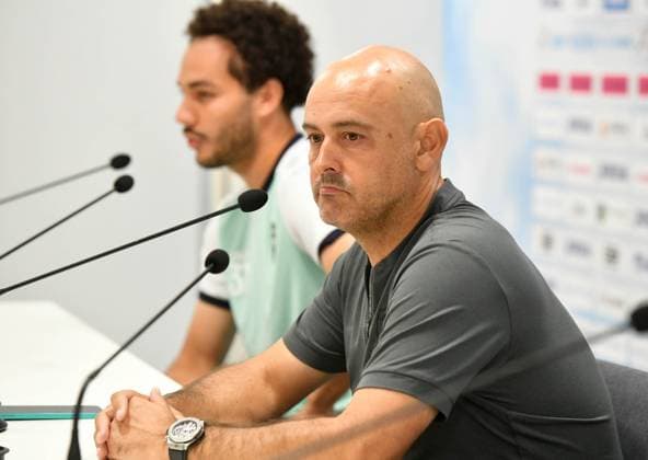Rijeka, Croatia, 210725. Rujevica Stadium On Tuesday, July 22, Rijeka s football players welcome PFC Ludogorets in the first match of the 2nd round of Champions League qualification. The press conference, PK, Pressekonferenz of PFC Ludogorets was held in the Orlando Rivetti press center, the match was announced by coach Rui Melo and player Pedro Naressi. Photo: Damir Skomrlj CROPIX Copyright: xxDamirxSkomrljx konferencija_ludogorets8-210725