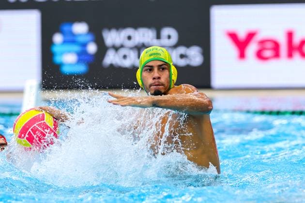 Lucas Andrade of Brazil Brazil v Canada, Water polo, Wasserball Singapore 2025 World Aquatics Championships, OCBC Aquatic Centre, July 22, 2025, Singapore, Singapore.