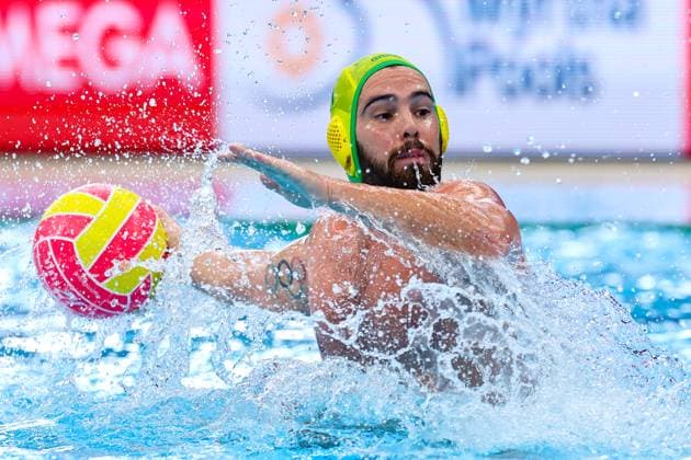 Gustavo Guimaraes of Brazil Brazil v Canada, Water polo, Wasserball Singapore 2025 World Aquatics Championships, OCBC Aquatic Centre, July 22, 2025, Singapore, Singapore.