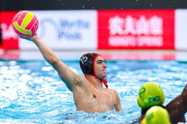 Leo Hachem of Canada Brazil v Canada, Water polo, Wasserball Singapore 2025 World Aquatics Championships, OCBC Aquatic Centre, July 22, 2025, Singapore, Singapore.