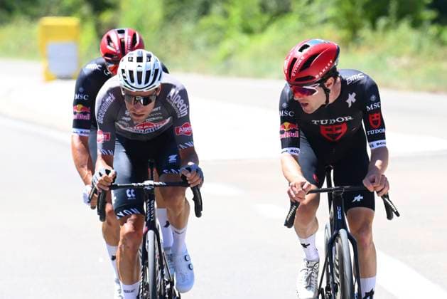 Tour de France 2025 Stage 16 MONT-VENTOUX, FRANCE - JULY 22 : Hirschi Marc (SUI) of Tudor Pro Cycling Team, Haller Marco (AUT) of Tudor Pro Cycling Team, Meurisse Xandro (BEL) of Alpecin - Deceuninck during stage 16 of the 112th edition of Tour de France an UCI World Tour 2.UWT cycling road race stage for Men Elite of 172 km with start in Montpellier and finish in Mont-Ventoux on July 22, 2025 in Mont-Ventoux, France, 22 07 2025 ( Motordriver Kenny Verfaillie - Mont-Ventoux France  Copyright: xVincentxKalutx