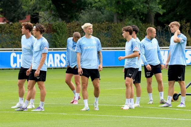 DEU, DFL, 2. FBL Hertha BSC, Training, 22.07.2025, Sportforum, Berlin, DEU, DFL, 2. FBL Hertha BSC, Training, im Bild Dawid Kownacki (Hertha BSC Berlin 9), Hertha-Spielerkreis DFL - regulations prohibit any use of Photographs as image sequences and or quasi-video