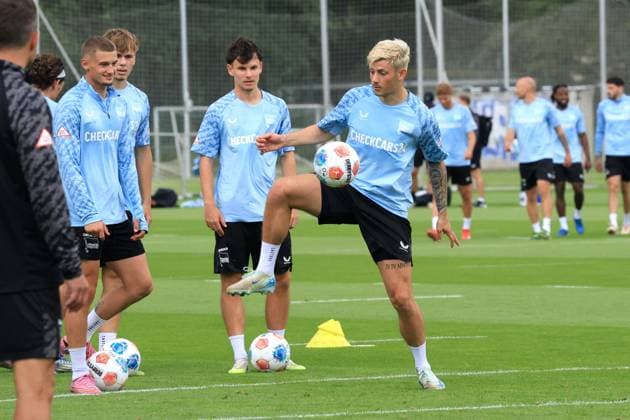 DEU, DFL, 2. FBL Hertha BSC, Training, 22.07.2025, Sportforum, Berlin, DEU, DFL, 2. FBL Hertha BSC, Training, im Bild Dawid Kownacki (Hertha BSC Berlin 9) DFL - regulations prohibit any use of Photographs as image sequences and or quasi-video