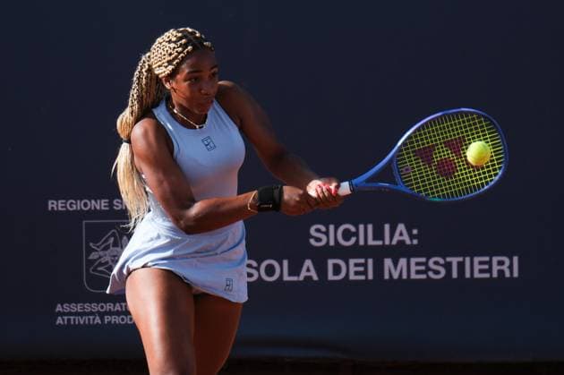 Tyra Caterina Grant in action against Tamara Zidansek during the 36th Palermo Ladies Open at Country Time Club during 36Â° Palermo Ladies Open, International Tennis match in Palermo, Italy, July 22 2025  Copyright: xFedericoxSerra IPAxSportx xipa-agency.netx xx IPA_60752919 IPA_Agency_IPA60752919