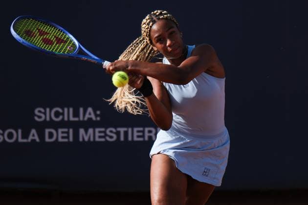 Tyra Caterina Grant in action against Tamara Zidansek during the 36th Palermo Ladies Open at Country Time Club during 36Â° Palermo Ladies Open, International Tennis match in Palermo, Italy, July 22 2025  Copyright: xFedericoxSerra IPAxSportx xipa-agency.netx xx IPA_60752947 IPA_Agency_IPA60752947