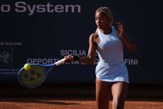 Tyra Caterina Grant in action against Tamara Zidansek during the 36th Palermo Ladies Open at Country Time Club during 36Â° Palermo Ladies Open, International Tennis match in Palermo, Italy, July 22 2025  Copyright: xFedericoxSerra IPAxSportx xipa-agency.netx xx IPA_60752976 IPA_Agency_IPA60752976