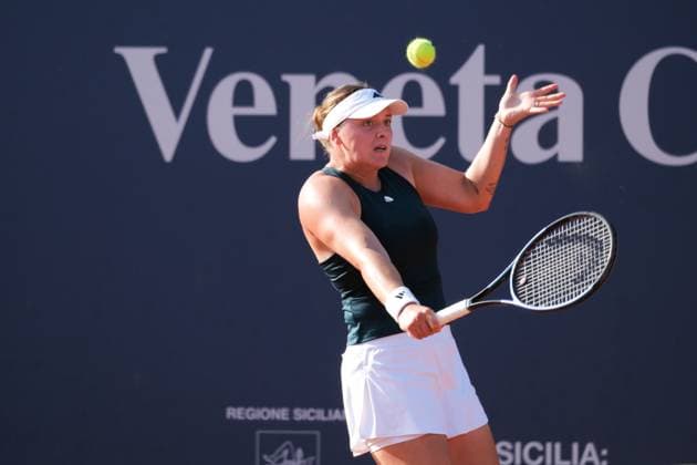 Julie Niemeyer in action against Darja Semenistaja during the 36th Palermo Ladies Open at Country Time Club during 36Â° Palermo Ladies Open, International Tennis match in Palermo, Italy, July 22 2025  Copyright: xFedericoxSerra IPAxSportx xipa-agency.netx xx IPA_60753532 IPA_Agency_IPA60753532