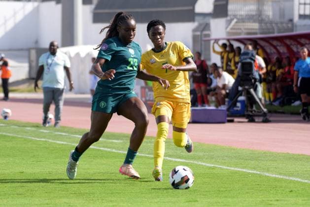CASABLANCA, MOROCCO - JULY 20: Michelle Alozie of Nigeria and Karabo Dhlamini of South Africa during the 2025 Women s Africa Cup of Nations (WAFCON) Semi Finals match between Nigeria and South Africa at Stade Larbi Zaouli on July 20, 2025 in Casablanca, Morocco. Photo by Mansa Ayoola Copyright: xx