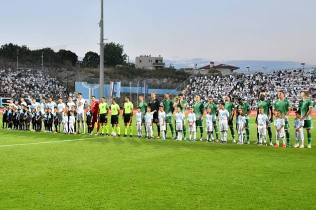 Rijeka, Croatia, July 22th 2025: Team Rijeka (L) and Ludogorets (R) during the UEFA Champions League, Second qualifying round, 1st leg, match between Rijeka (Croatia) and Ludogorets (Bulgaria) at Stadium Rujevica, Rijeka, Croatia. (Natasa Kupljenik SPP) Copyright: xNatasaxKupljenikx xSPPx SPP_1027386