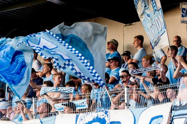 250722 Supporters of Malmö FF during the UEFA Champions League qualifier football match between FK RFS and Malmö FF on July 22, 2025 in Riga. Photo: Christian Örnberg BILDBYRAN COP 166 CO0590 fotboll football soccer fotball uefa champions league qualifiers champions league fk rfs malmö ff bbeng publik Copyright: CHRISTIANxÖRNBERG BB250722CO111