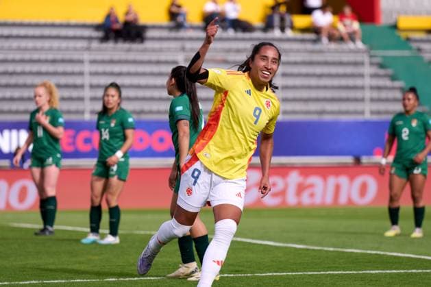 Mayra Ramirez celebrates her goal during the Group B match of Copa America Feminina between Colombia and Bolivia at Estadio Gonzalo Pozo Ripalda on July 22, 2025 in Quito, Ecuador (Photo by Camilla Stolen Imago) Buenos Aires Ecuador Copyright: xCamillaxStolenx L1044547