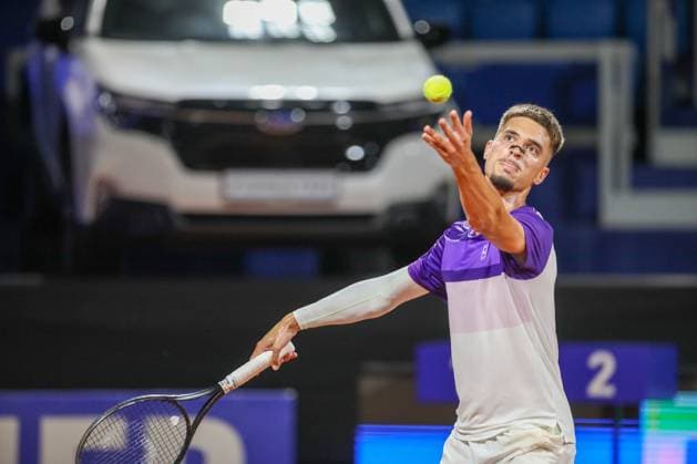Umag, Croatia, 220725. 35th Plava Laguna Croatia Open Umag. Tennis match between Dino Prizmic and Elmer Moller. In the photo: Dino Prizmic. Photo: Goran Sebelic CROPIX Copyright: xxGoranxSebelicx prizmic_moller18-220725